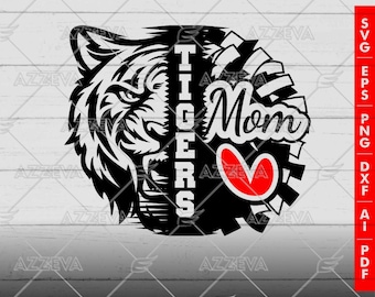 Tiger Mascot Mom Generic Design Color Bundle - 11 Colors in SVG, PNG and others Formats - Craft - Cricut - Sublimation - Mom