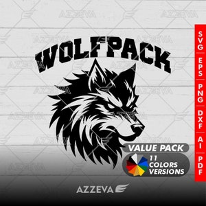Wolfpack Generic Design Color Bundle - 11 Colors in SVG, PNG and others Formats - Craft - Cricut - Sublimation - Mascot