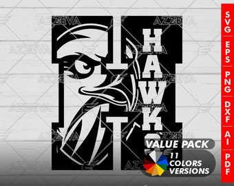 Hawk in H Letter Generic Design Bundle - 11 Colors in SVG, PNG and others Formats - Craft - Cricut - Sublimation - Mascot Letter