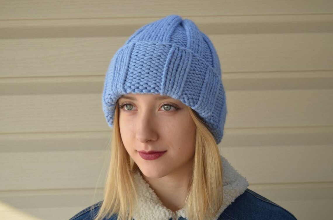 Hats blue hat blue winter hat hand knitted winter hats Etsy