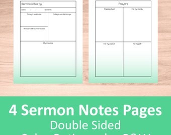 Hoja de trabajo para notas de sermones infantiles: Actividad de iglesia colorida (Descarga digital)