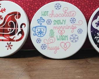 Ceramic Beverage Coasters - Winter Collection (set of 4)