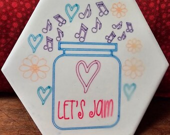 Ceramic Beverage Coaster - Let's Jam