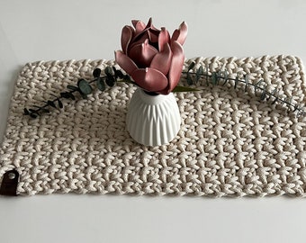 Tischläufer/ Deckchen - Baumwolle - Kordelgarn - Naturfarben - Nachhaltig -