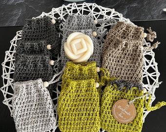 Exfoliating bags - soap bags for the body - elegant linen thread - colors selectable