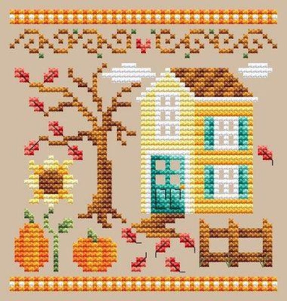 Pumpkin House Cross Stitch Pattern by Shannon Christine - Etsy