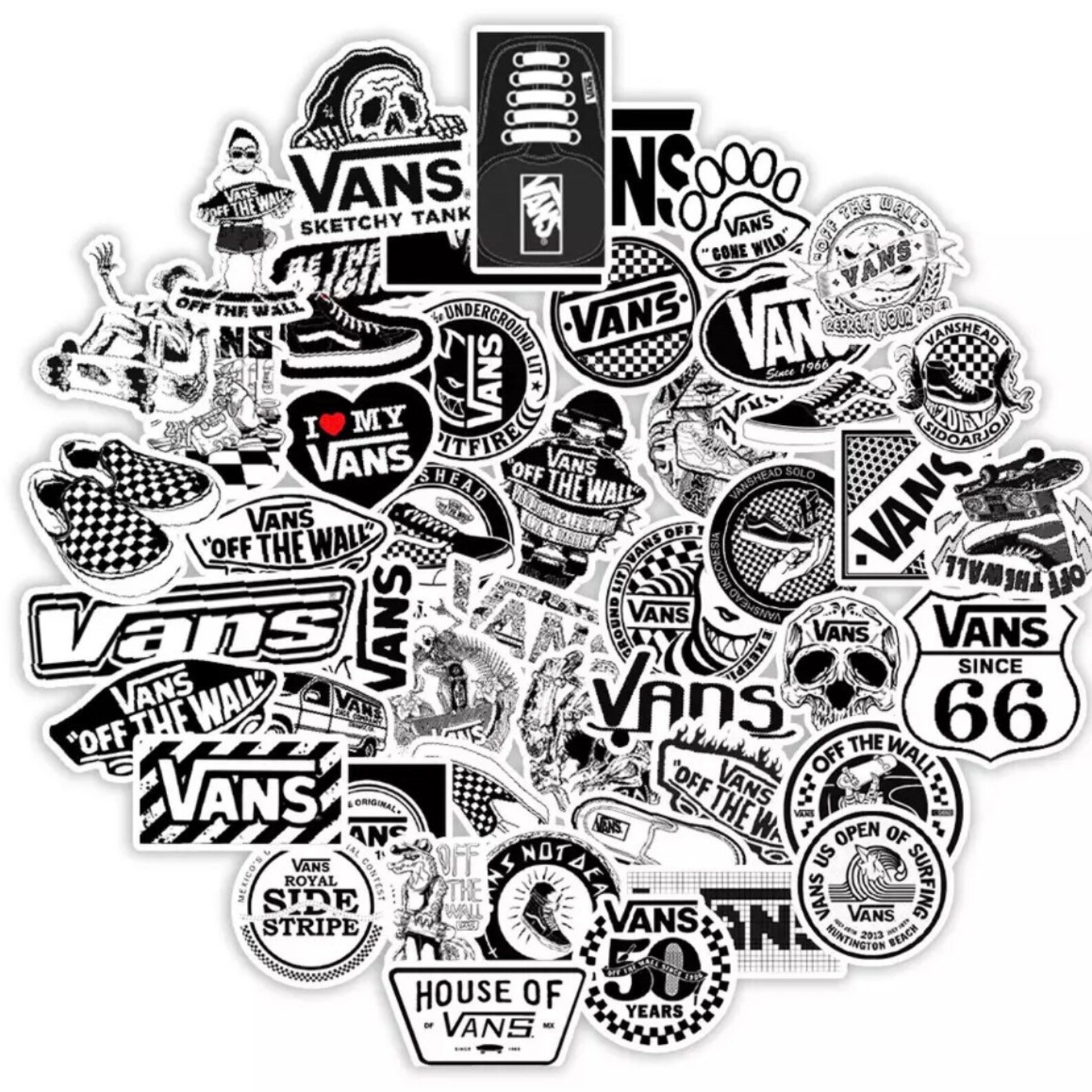 50 pack Vans Skateboarding Stickers Esthétique Autocollant Etsy