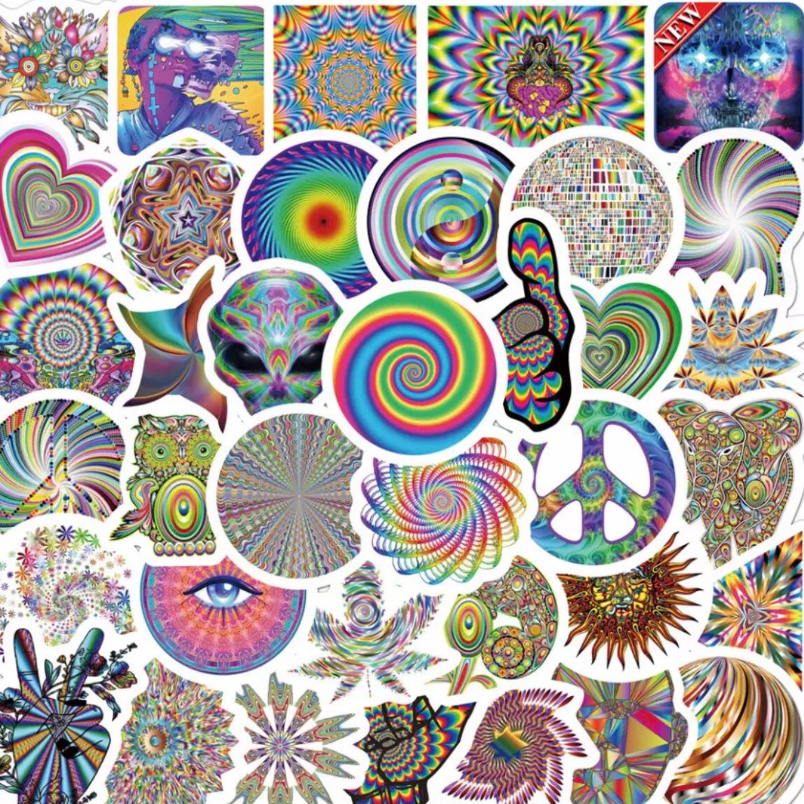 50 pack Psychedelic  Stickers  Aesthetic  Waterproof Sticker  