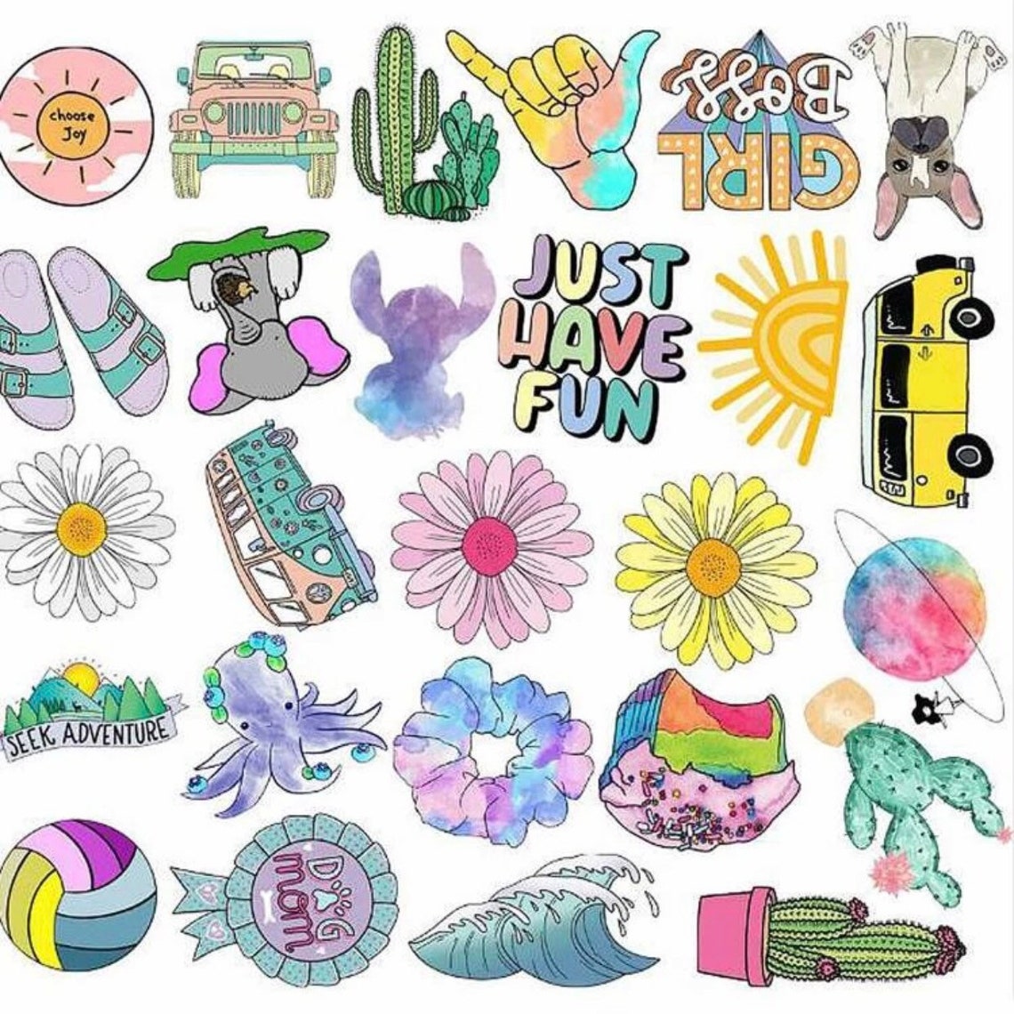 50 pack Summer Stickers Aesthetic Waterproof Sticker Bundle | Etsy