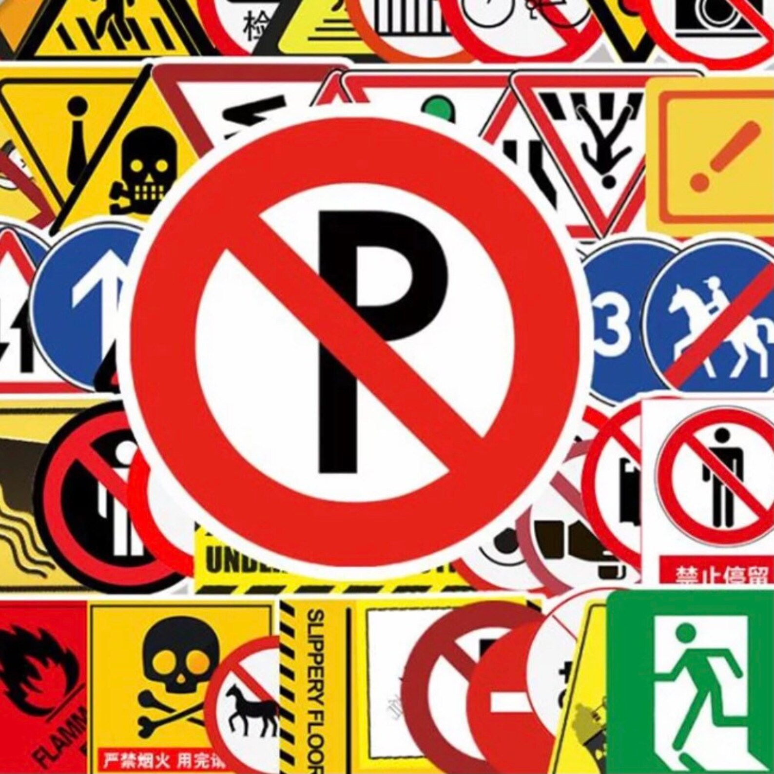 50 Pack Warning Signs Stickers Aesthetic Waterproof Sticker Etsy