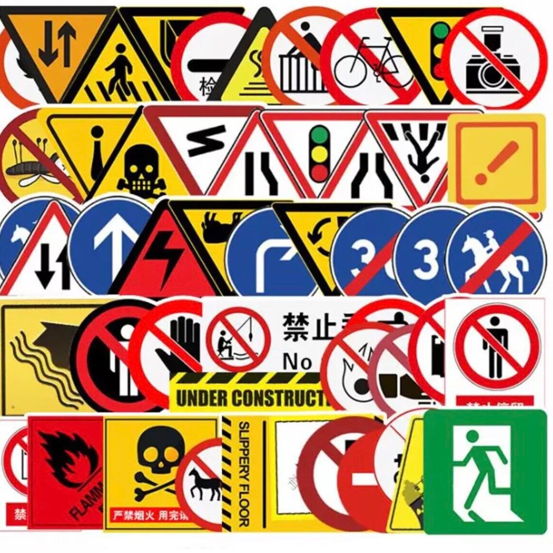50 Pack Warning Signs Stickers Aesthetic Waterproof Sticker Etsy