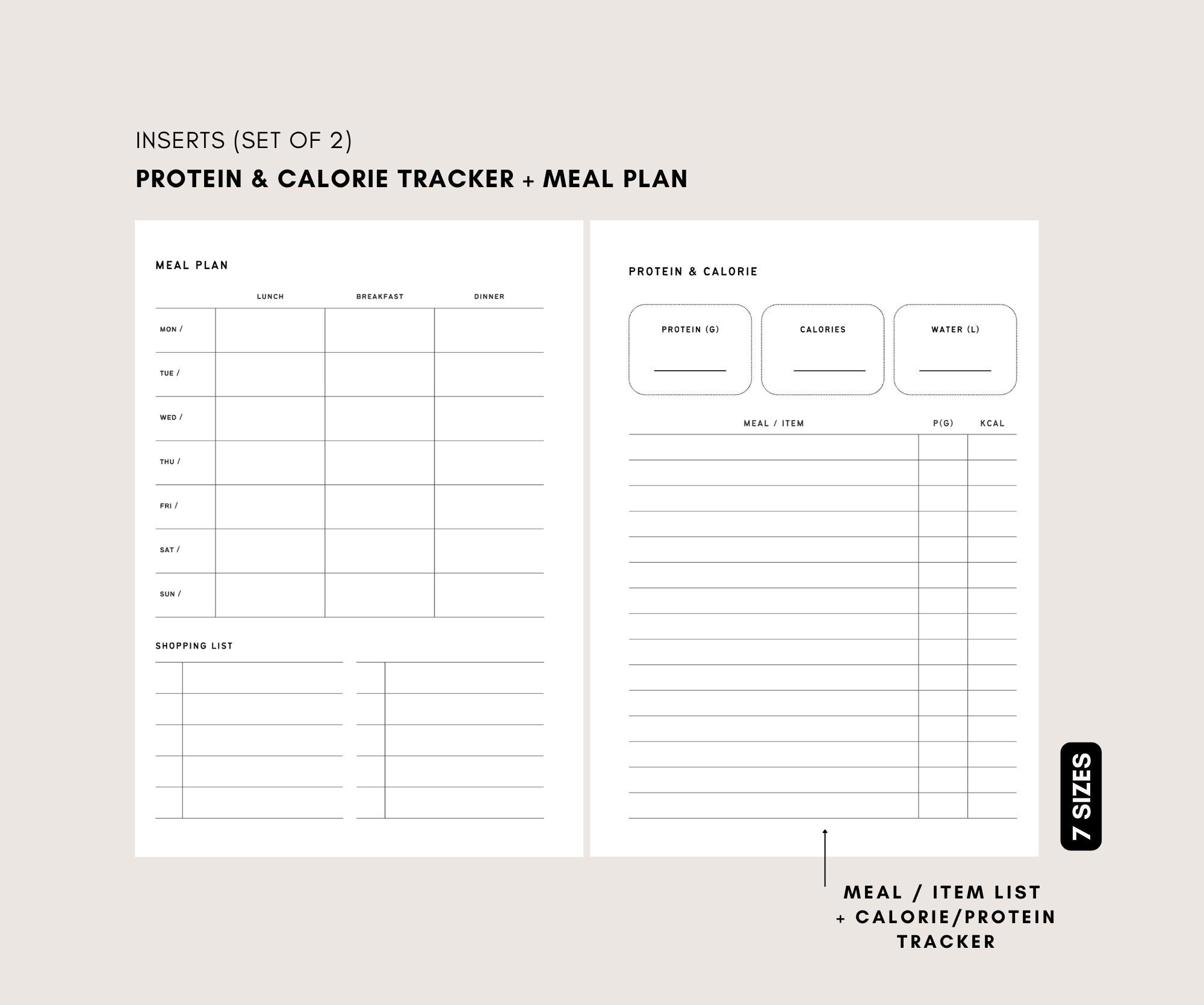 Nutrition Tracker Module Weekly Meal Planner & Nutrition Tracker Inserts (digital Download) - Etsy