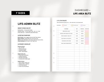Life Admin Checklist: Work & Finance Planner Insert (Printable PDF A5 A6 Personal Size)