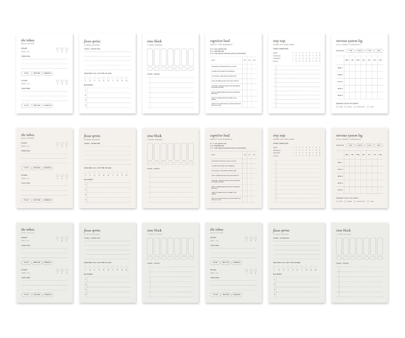 A6 Productivity Planner Cards Digital Download | Printable A6 Inserts 6 ...
