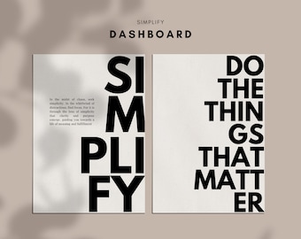 Minimalist Planner Dashboard: A4, A5, A6, Personal Sizes (Digital Download)