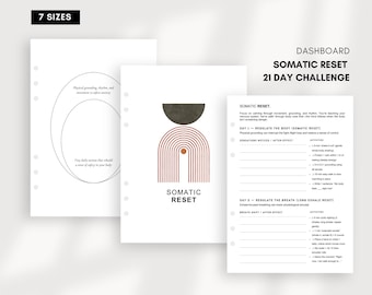 Cahier d'exercices de réinitialisation somatique | Défi santé mentale de 21 jours | Régulation du système nerveux et soulagement de l'anxiété - Imprimable