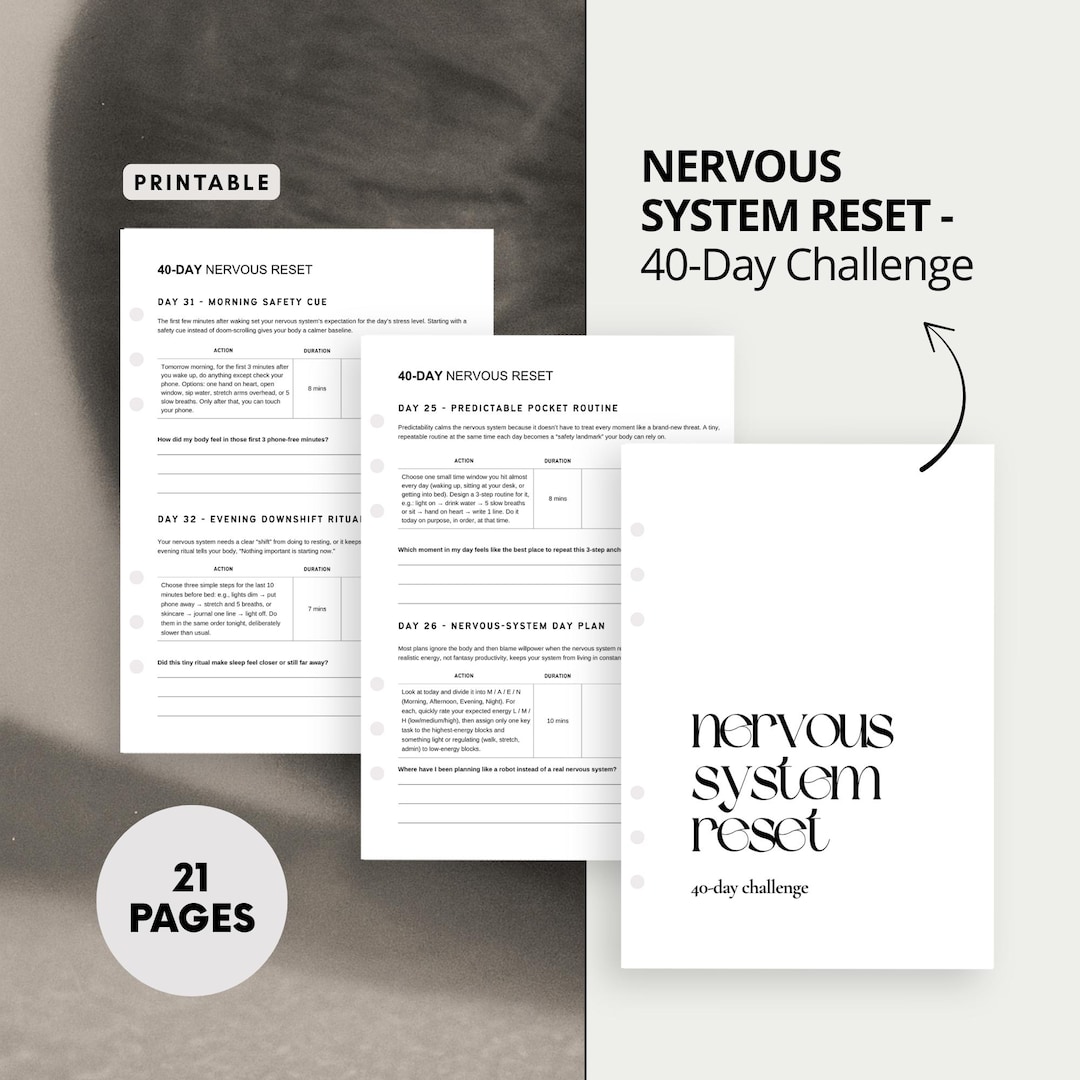 40-day Nervous System Reset Workbook, Somatic Regulation Journal ...