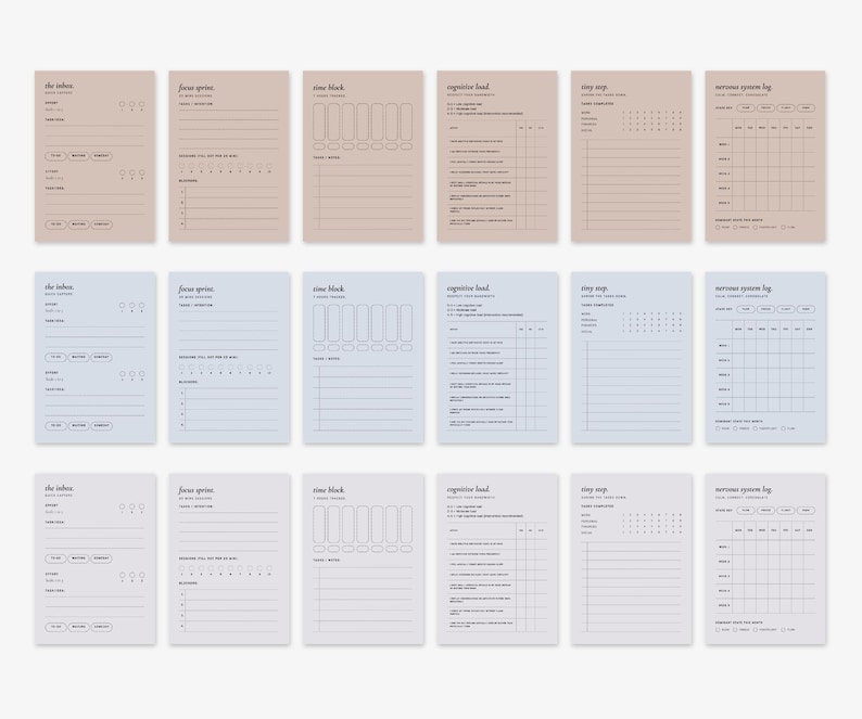 A6 Productivity Planner Cards Digital Download | Printable A6 Inserts 6 ...