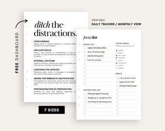 Monthly Goal Planner Dashboard: Printable Daily Tracker (Digital Download)