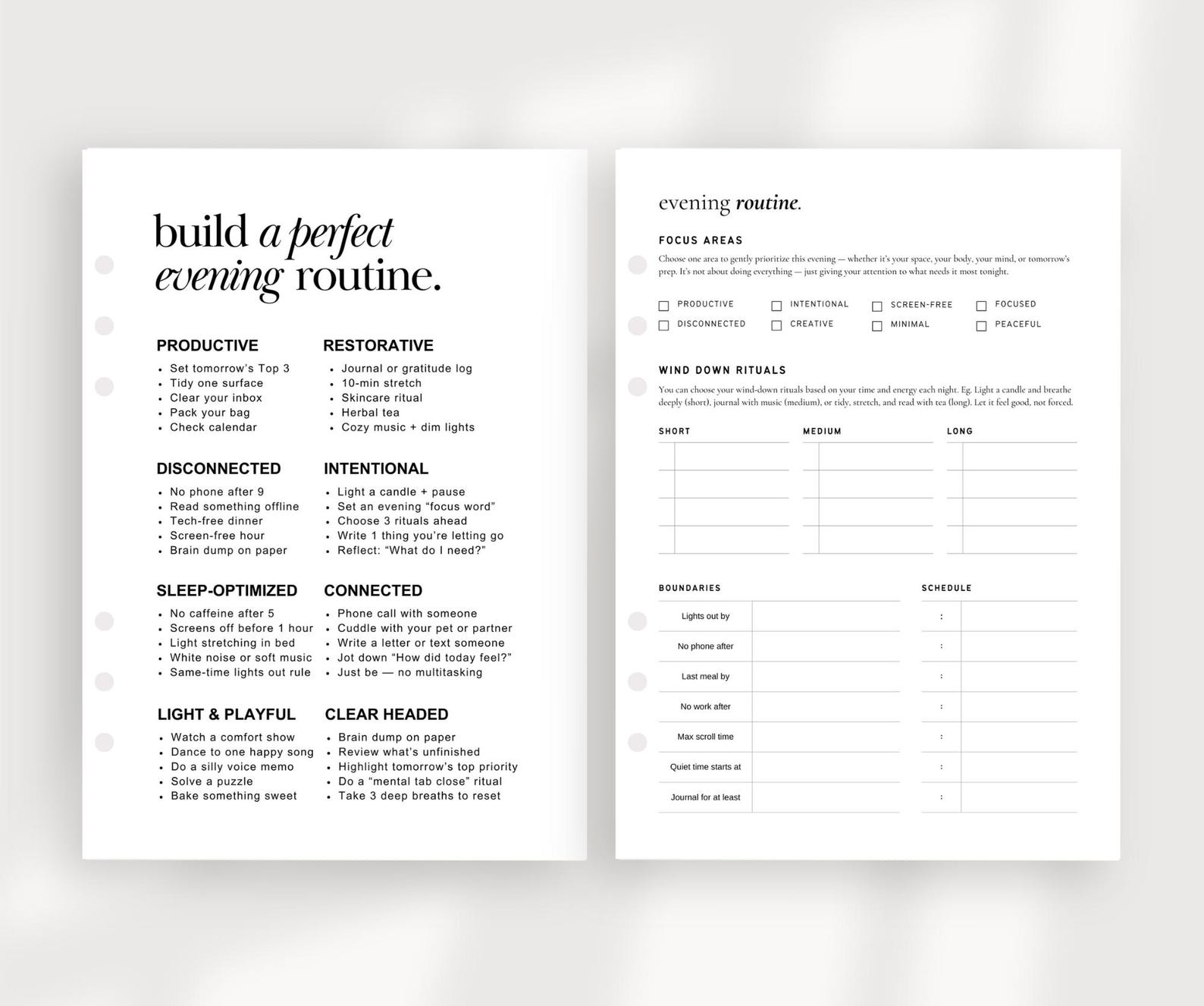 Everyday Routine Dashboard Evening Routine Dashboard: Minimalist Printable Planner (PDF) - Etsy