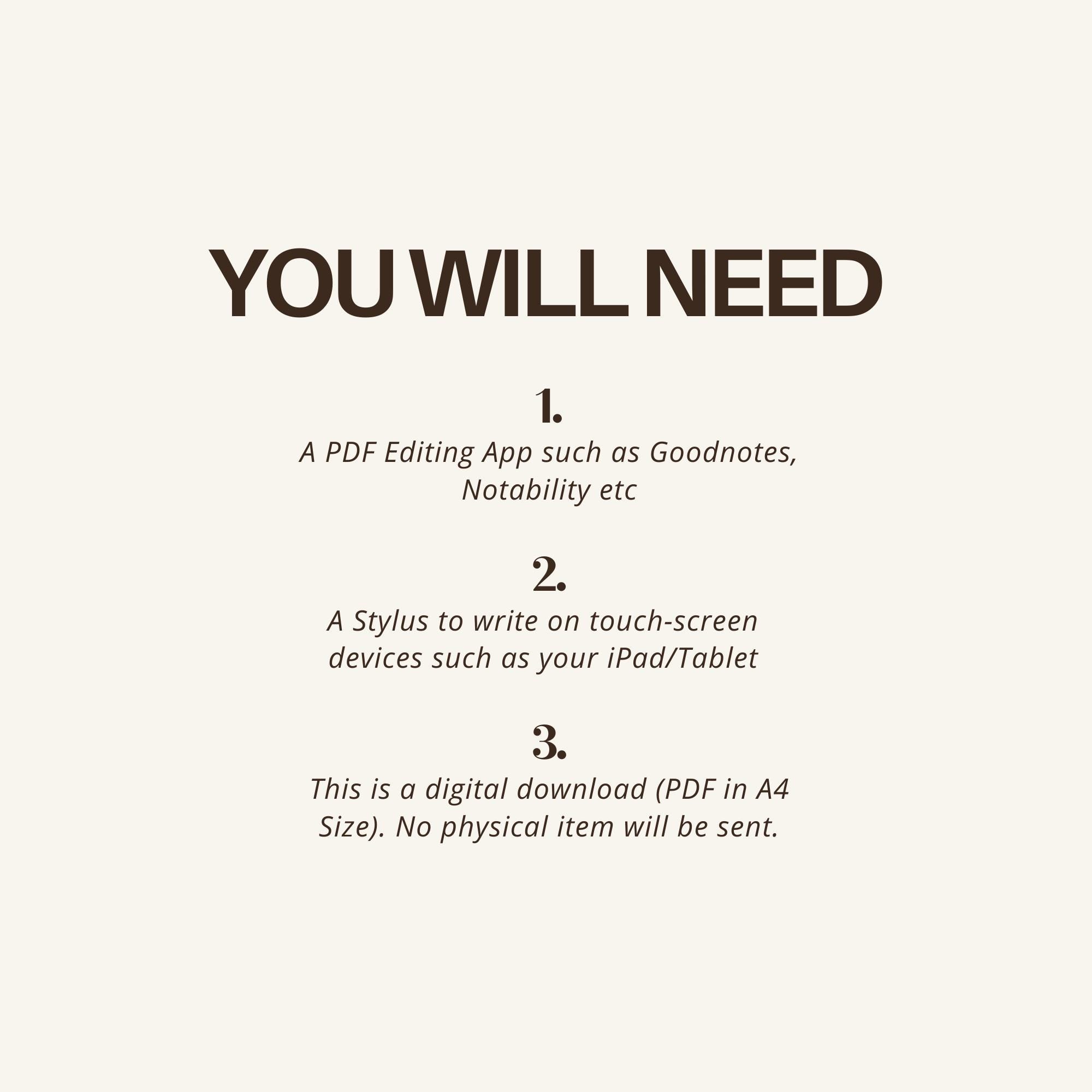 Productivity Digital Journal: Goodnotes iPad Planner (printable PDF) - Etsy
