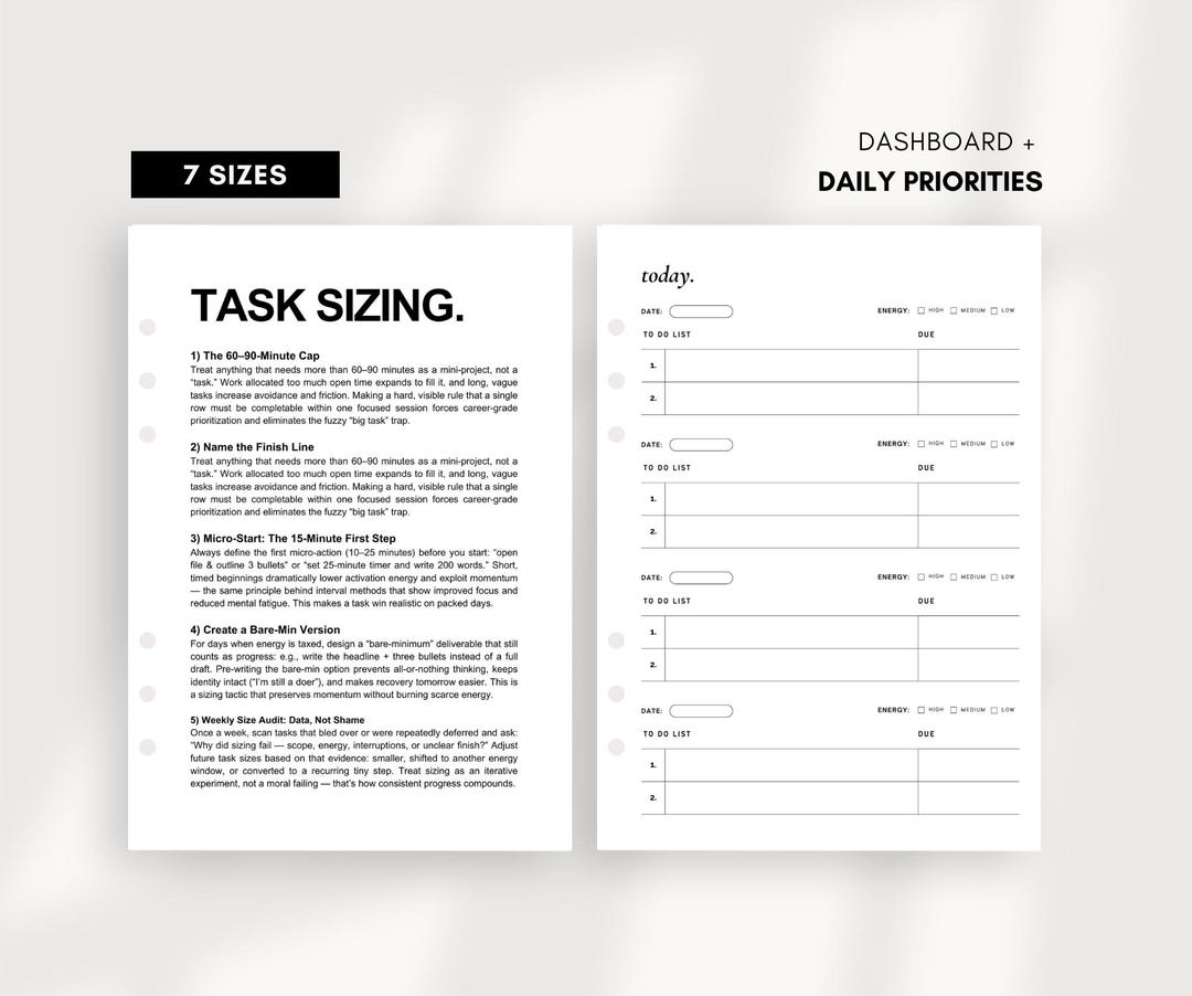 Simple Checklist Planner Insert | Daily to Do List | Minimal Planner ...