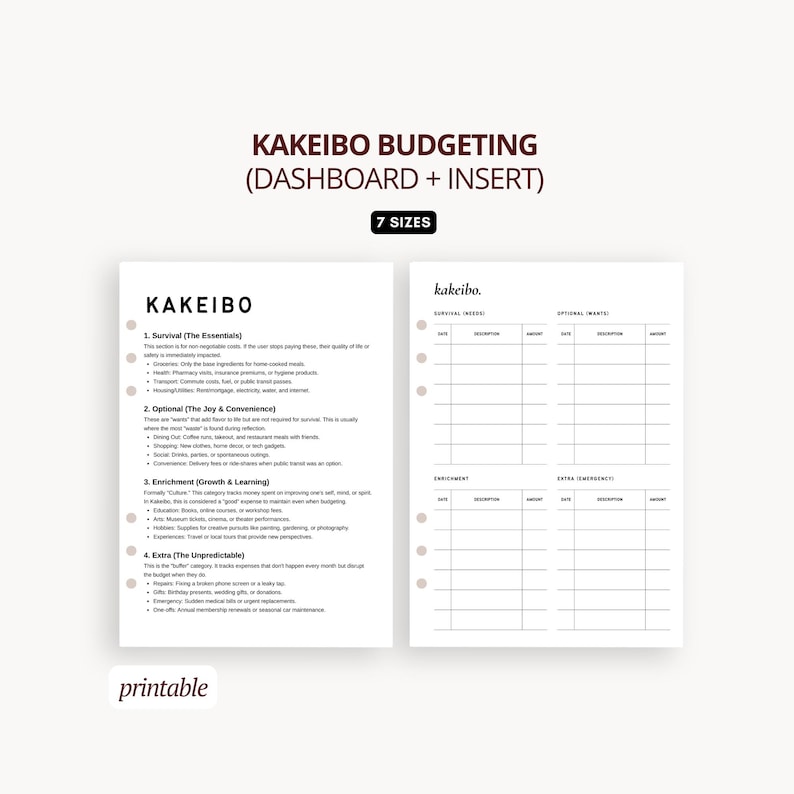 Kakeibo Budget Planner Printable | Mindful Spending Tracker (digital ...