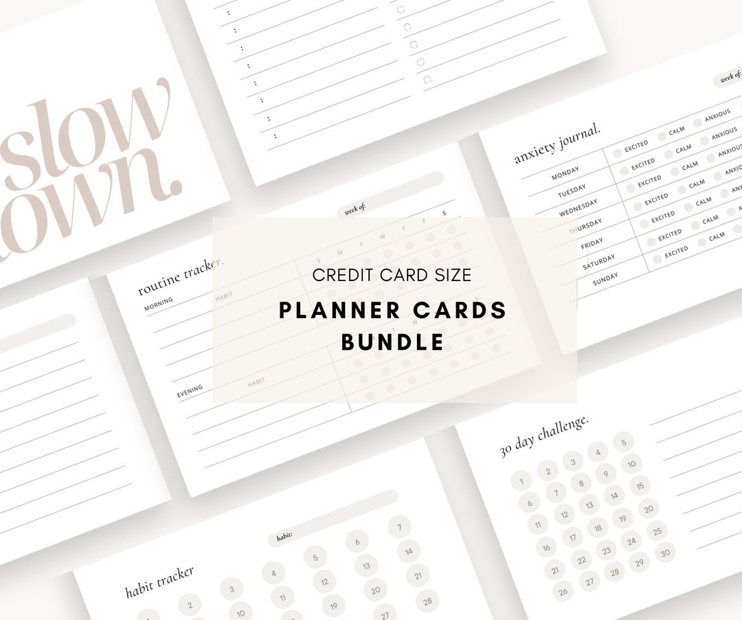 Credit Card Size Planner Cards Bundle (digital Download) - Etsy