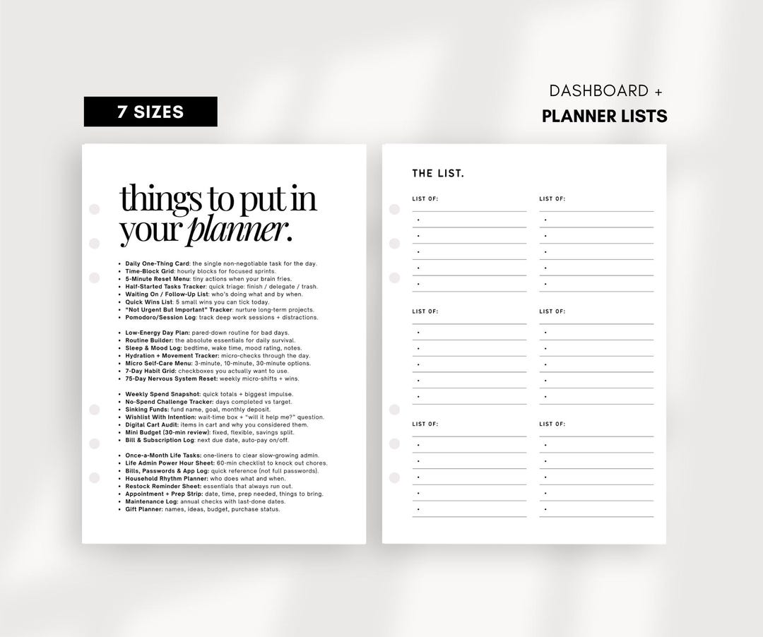 Simple Checklist Planner Insert | Daily to Do List | Minimal Planner ...