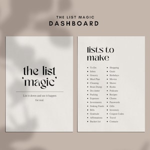 Minimalist Planner Dashboard: List Magic Design (Digital Download)