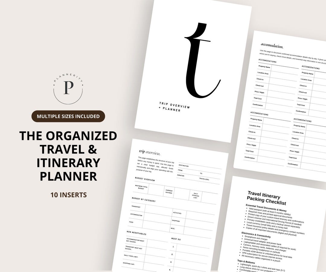 Travel Planner Printable | Trip Planning Template | Itinerary & Booking ...