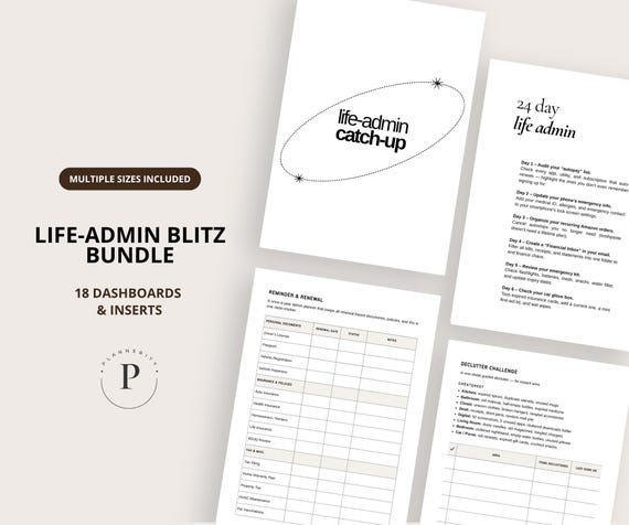 Life Admin Planner, Tasks Worksheet, Household Planner Printable