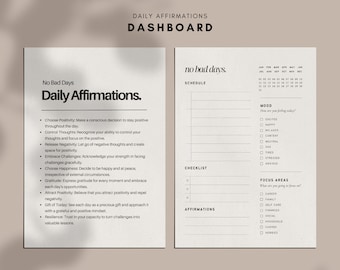 Printable Dashboard, Printable Aesthetic Dashboards, Minimal Planner Dashboard, Self Care Dashboard, A5 Dashboard, Personal Dashboard