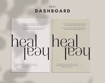Minimalist Heal Dashboard Printable, A5, Personal Size (Digital Download)