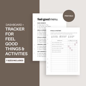 Stimmungs-Tracker zum Ausdrucken – Wohlfühl-Tagebuch, für positive Gewohnheiten und tägliche Reflektionen – A5, Personal, Half Letter PDF