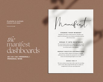Printable Dashboard, Printable Aesthetic Dashboards, Minimal Planner Dashboard, Self Care Dashboard, A5 Dashboard, Personal Dashboard