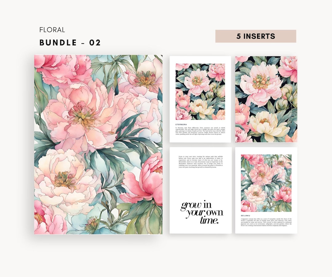 Floral Planner Dashboard Inserts: A5, Pocket, Personal (digital ...