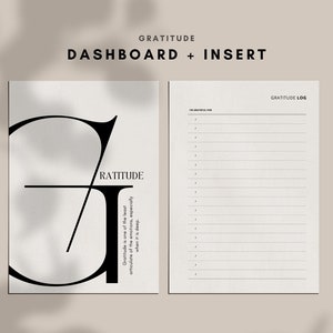 Printable Dashboard, Printable Aesthetic Dashboards, Minimal Planner Dashboard, Gratitude Log, A5 Dashboard, Personal Dashboard