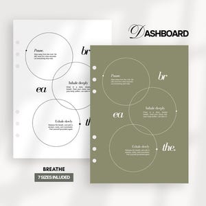 Minimal Breathe Printable Planner Dashboard | A5 A6 Half Letter Personal Pocket | Mindful Planner Insert | Calm Aesthetic Divider