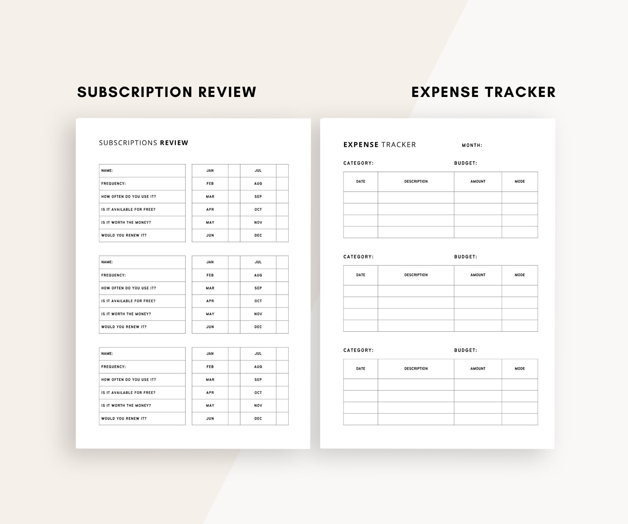 A5 Budget Planner Printable: Expense Tracker, Subscriptions (PDF ...