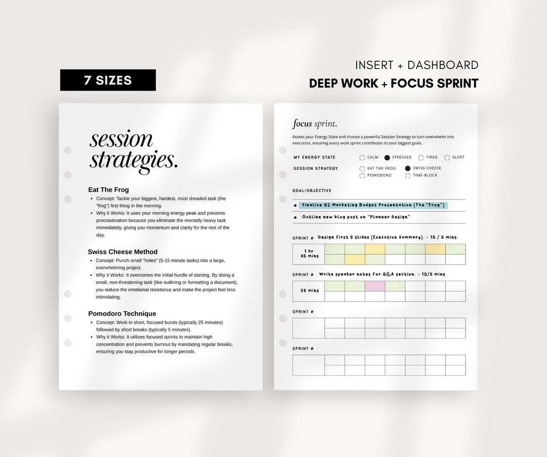 Deep Work Planner, Printable PDF, Focus Productivity Tracker, Anti ...