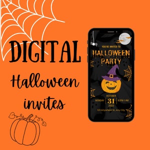 Editable Halloween Invitation, Halloween Party Invitation, Halloween Birthday Invitation, Halloween Invitation, editable in canva