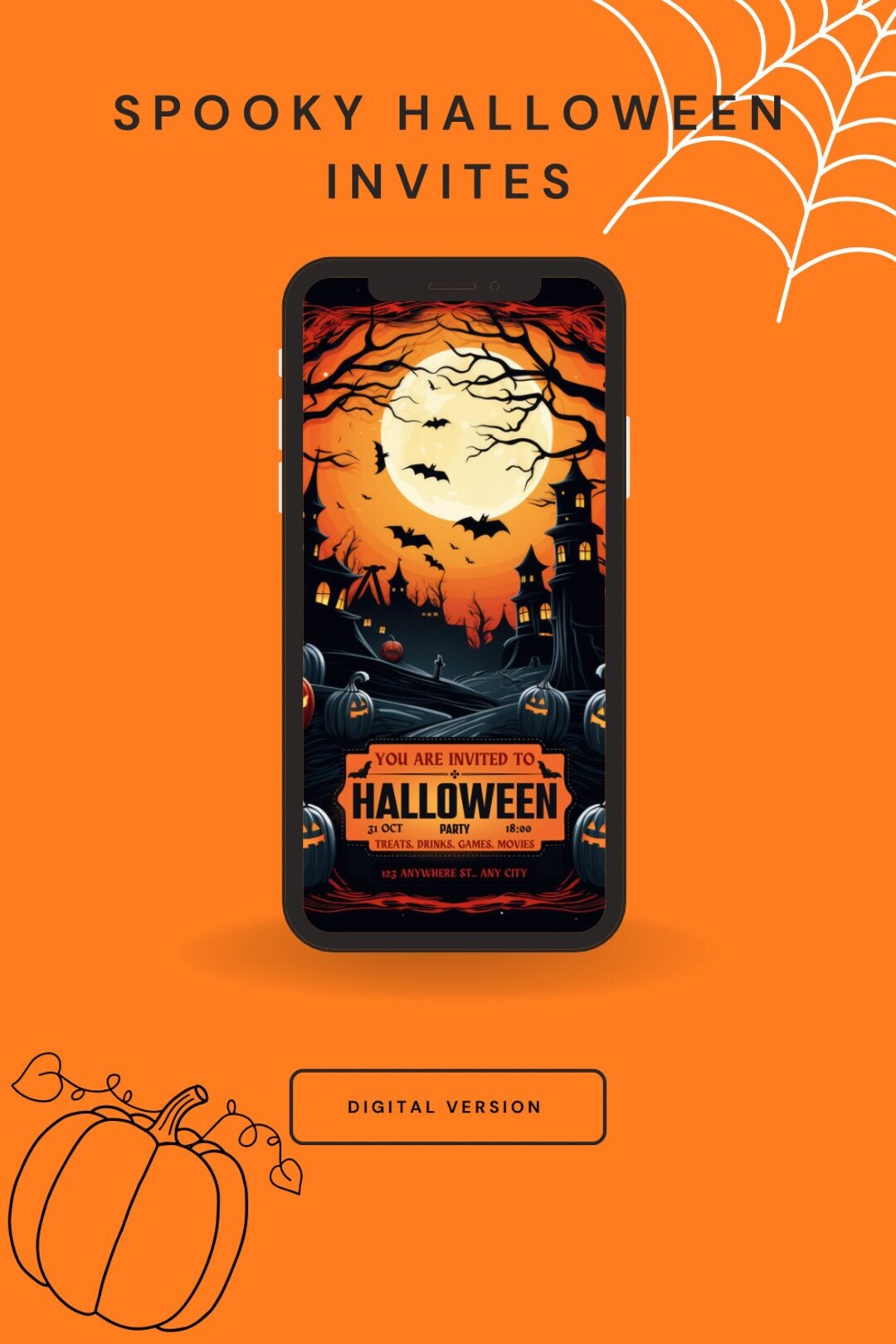 Editable Halloween Invitation Halloween Party Invitation Etsy