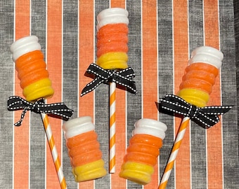 Faux Halloween Popsicle, Fake Halloween Sweets, Fake Candy Corn Cake Pops, Halloween Decor, Tiered Tray Decor, Halloween Cakesicles