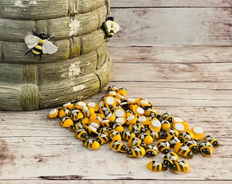Yellow and black bees, Self Adhesive Bumble Bees, Bee Cabochon, Bee Flat Back, Bee Toppers