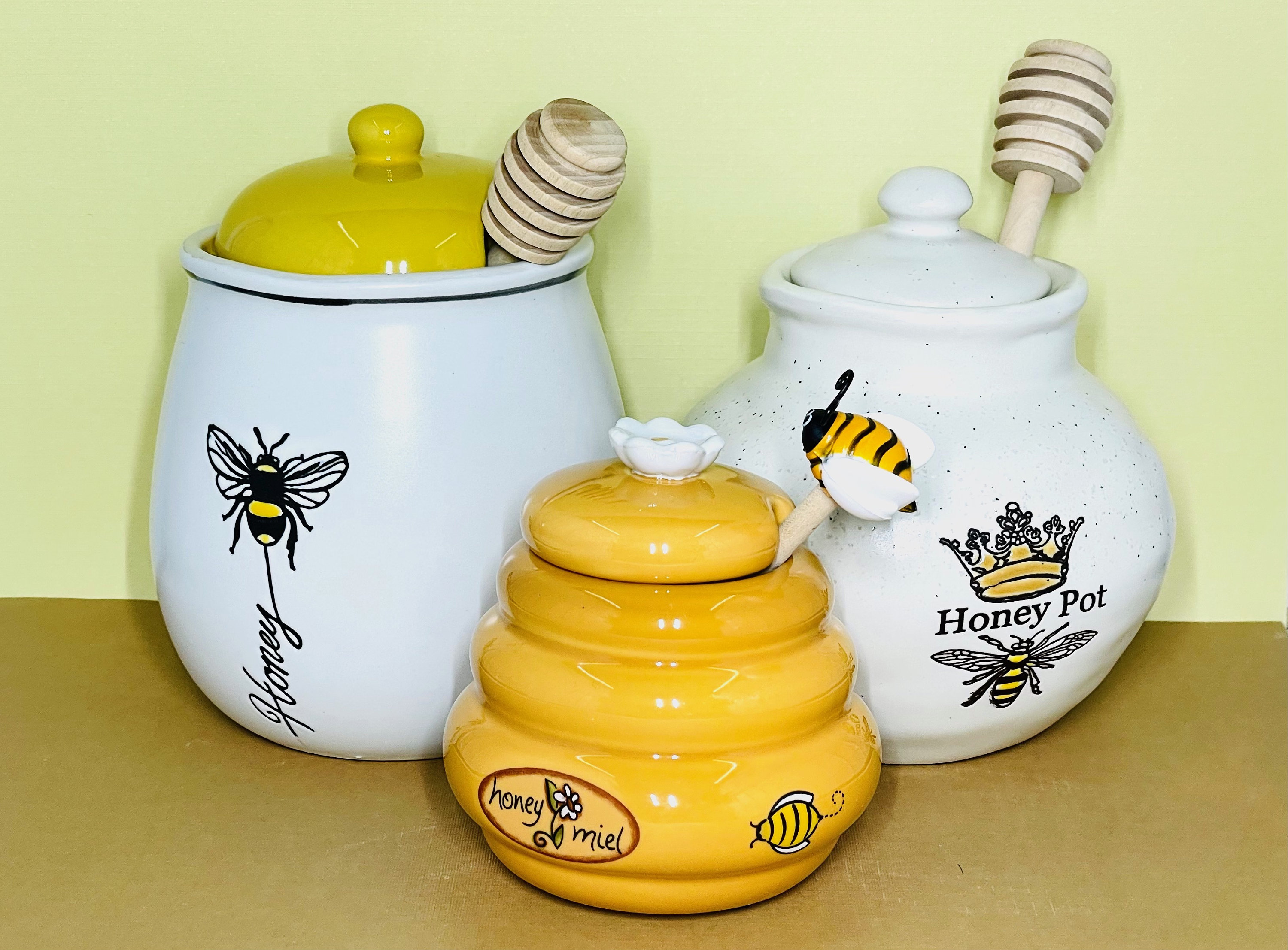 Ceramic Honey Pots With Honey Dipper Etsy