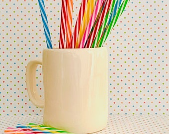 Reusable 9" Striped Straws, Eco Friendly Reusable Straws, Reusable BPA Free Plastic Straws, Fake Bake Straws, Fake Baking Supplies