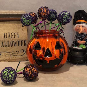 Fake Cake Lollipop | Cake Pop Decor | Halloween Decor | Cake Pop | Tiered Tray Halloween Decor, Halloween Decor, Fake Halloween Cake Pops,