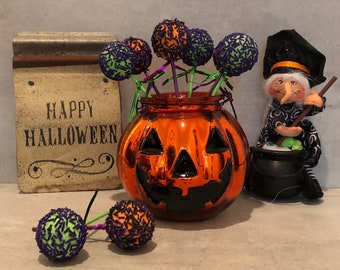 Fake Cake Lollipop | Cake Pop Decor | Halloween Decor | Cake Pop | Tiered Tray Halloween Decor, Halloween Decor, Fake Halloween Cake Pops,