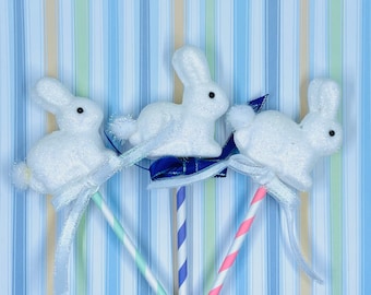 Happy, Easter, Easter Bunny Embellishments, Easter Bunny Straws, Easter Fun, Spring, Easter Decor, Easter Centerpiece Embellishments